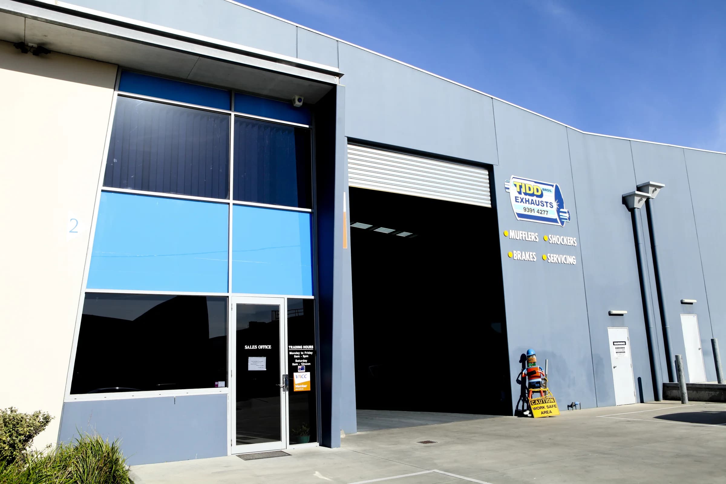 The workshop entrance in Shaws Business Park